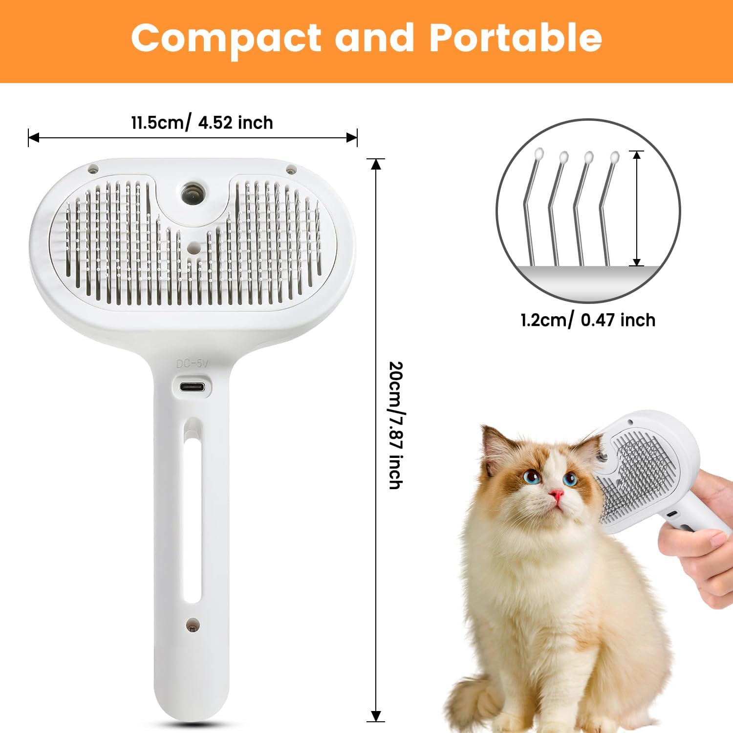 3 In 1 Cat Steam Brush, Pet Steam Brush For Cat Dog Long Short Haired, Pet Spray Hair Removal Comb For Small Animals Shedding & Grooming, Water Mist Spray Brushes With Release Button