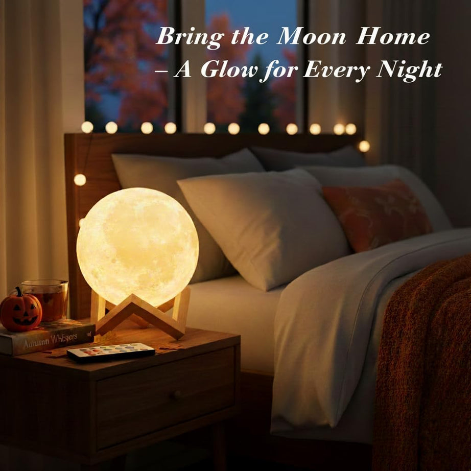 16-Color Lamp With Stand And Remote, Moon Lamp, LED Night Light With Dock, Creative Moon Light Uniq