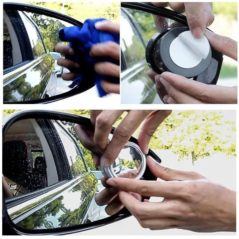 New 2Pcs Car Round Frame Convex Wide-angle Clear Rearview Auxiliary Mirror 360 Degree Blind Spot Mirror Adjustable Driving