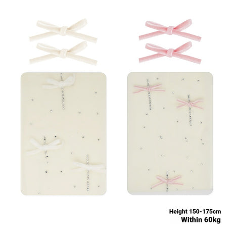 Velvet Bow Rhinestone White Stockings