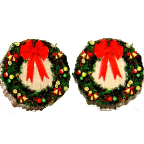 Christmas Wreath Stud Earrings #3055