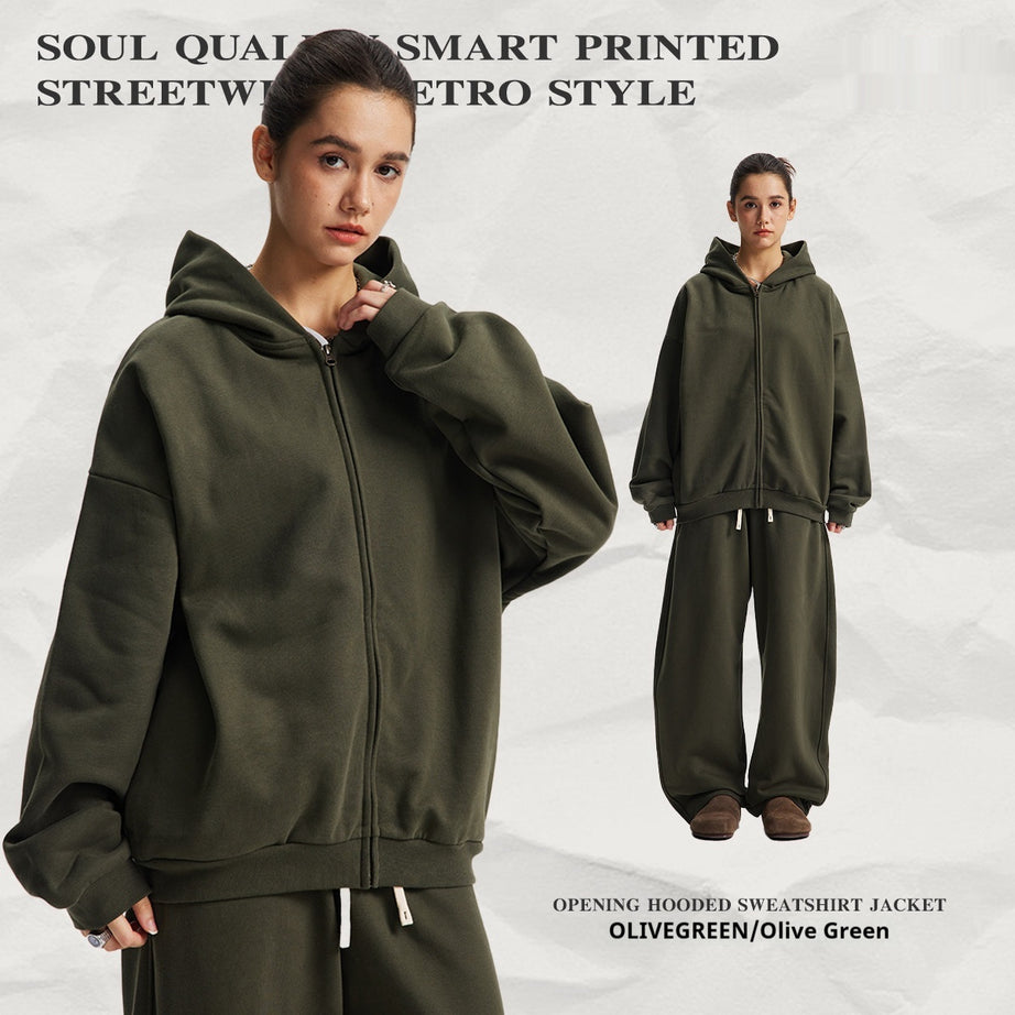 Hooded Cardigan Sweater Set For Men And Women