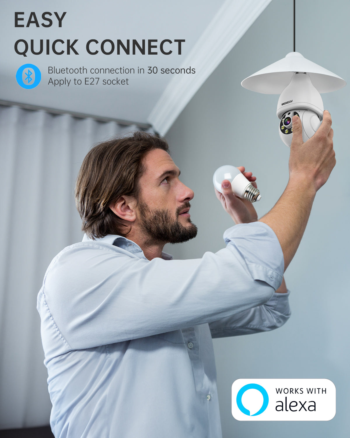 1080p Ptz E27 Socket Bulb Camera 360 Degree Cmos Sensor Network Camera Cctv Security Light Bulb Camera