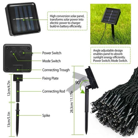 Solar String Lights LED Solar Power Fairy String Light 12M LEDs 8