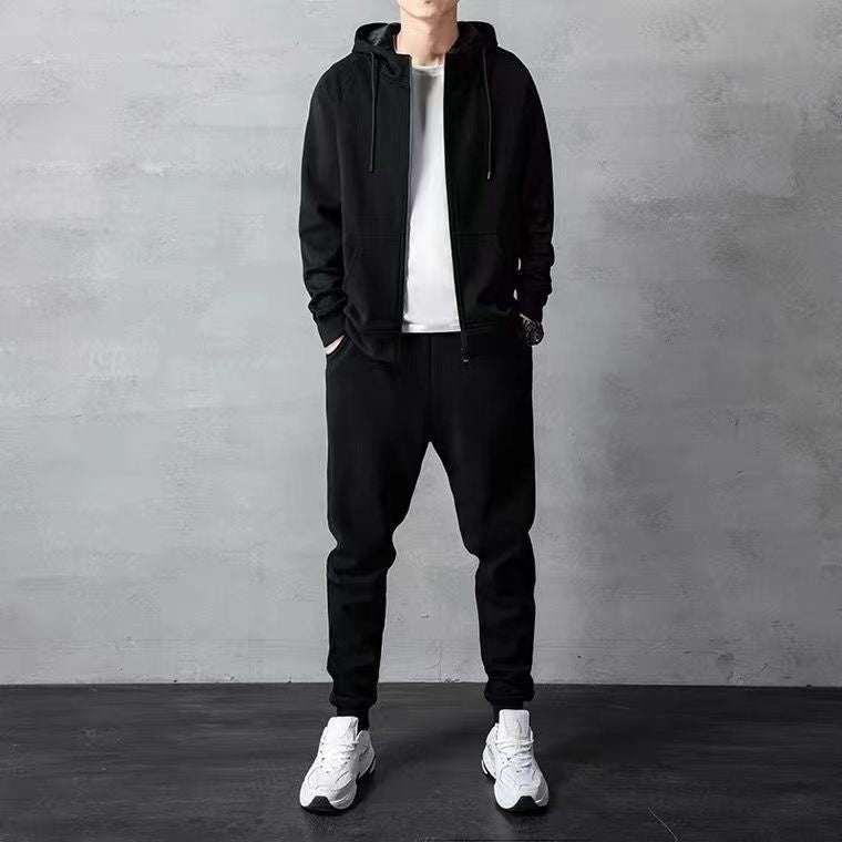 Men's Loose Zip-up Hoodie Sweater Set