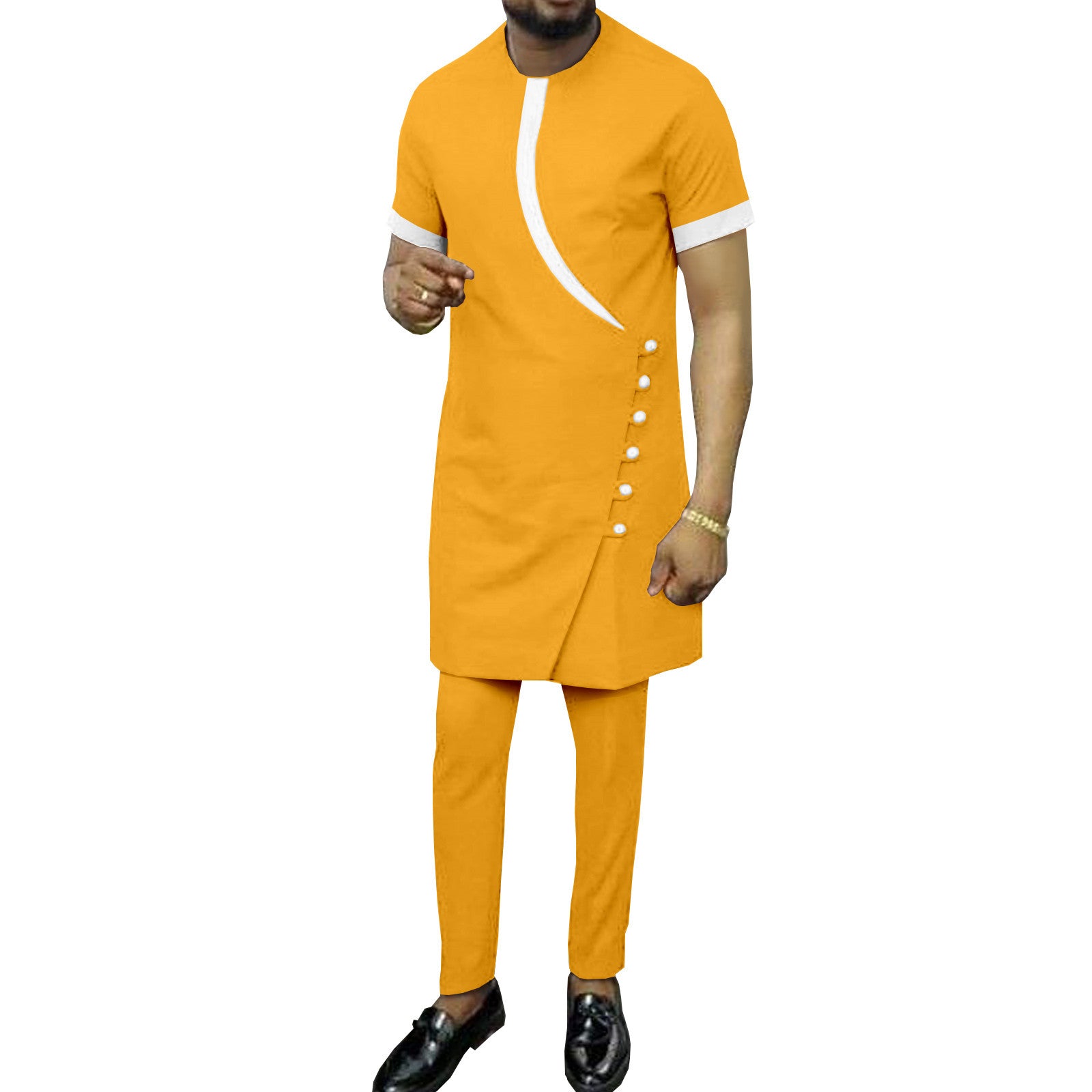 African Ethnic Printing Batik Cotton Men's Casual Set