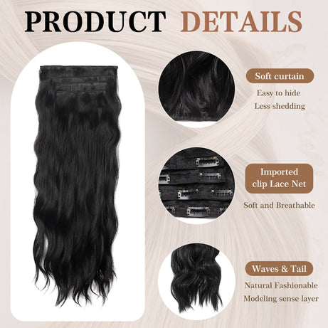 Holdbalance Clip In Hair Extensions Long Straight Wavy Synthetic Hairpiece,Natural & Soft Hair &Blends Well Hair Extension, Daily Use, Party Use Best Everyday Fashion Accessories