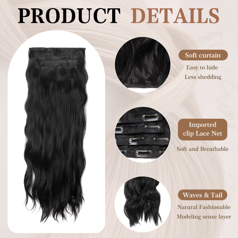 Holdbalance Clip In Hair Extensions Long Straight Wavy Synthetic Hairpiece,Natural & Soft Hair &Blends Well Hair Extension, Daily Use, Party Use Best Everyday Fashion Accessories