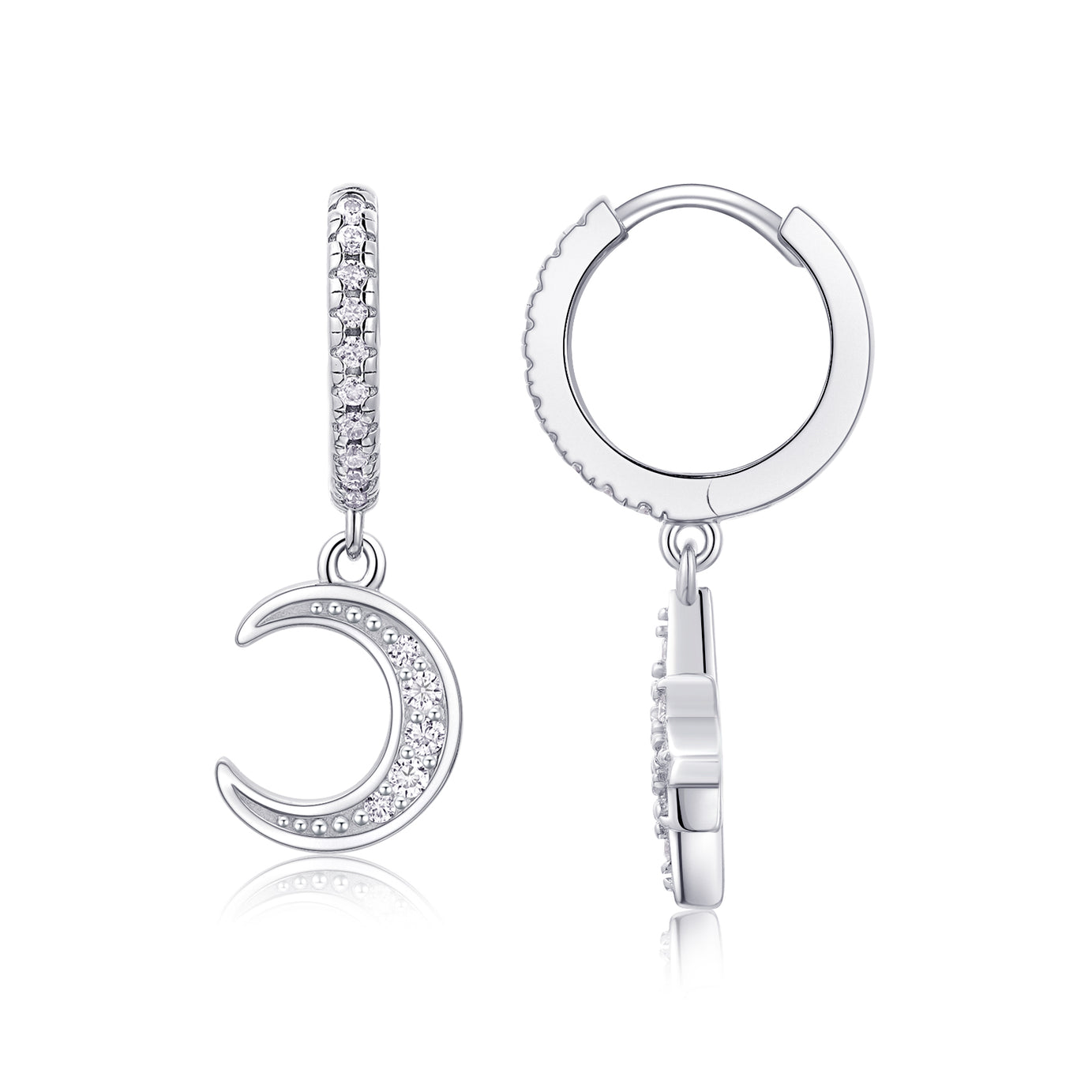Star And Moon Interdependent - Fashionable Earrings And Stud Jewelry Set With Moissanite S925 Sterling Silver And Platinum-plated Diamonds