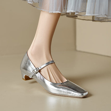 New Women's Low-cut Shoes With A Square Toe And A 3cm Mid-heel