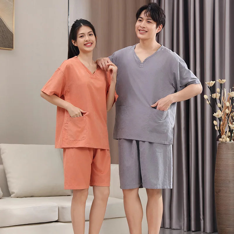 Cotton Sweat Steaming Clothing Women's Moxibustion Sauna Clothing Men's Massage Foot Bath Hotel Yukata Therapy Clothing Pajamas