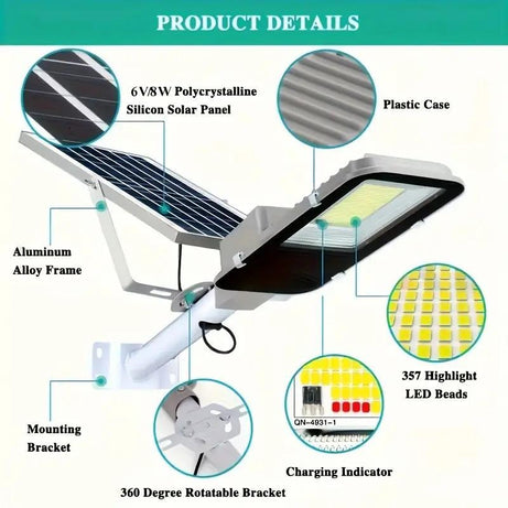 Solar-powered LED Streetlights With Rechargeable Batteries And 360-degree LED Panels, Durable Plastic Semi-recessed Outdoor Garden Lighting.