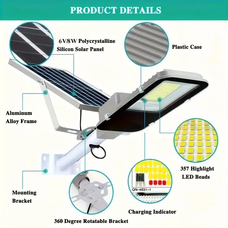 Solar-powered LED Streetlights With Rechargeable Batteries And 360-degree LED Panels, Durable Plastic Semi-recessed Outdoor Garden Lighting.