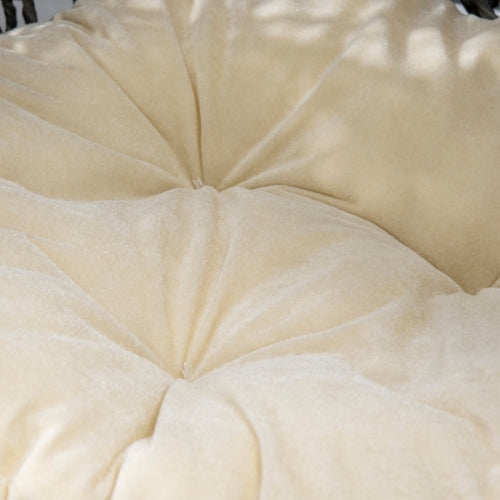 PawHut Rattan Elevated Cat Bed House Kitten Basket Ball Shaped Pet Furniture W Removable Cushion - Silver-Tone And Grey