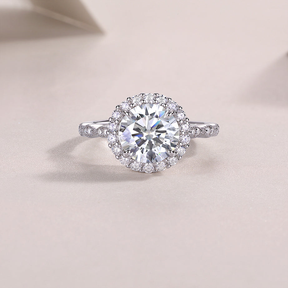 Starlight Shining - A Fashionable Jewelry Ring Set With 3-carat Moissanite S925 Sterling Silver And Platinum-plated Diamond
