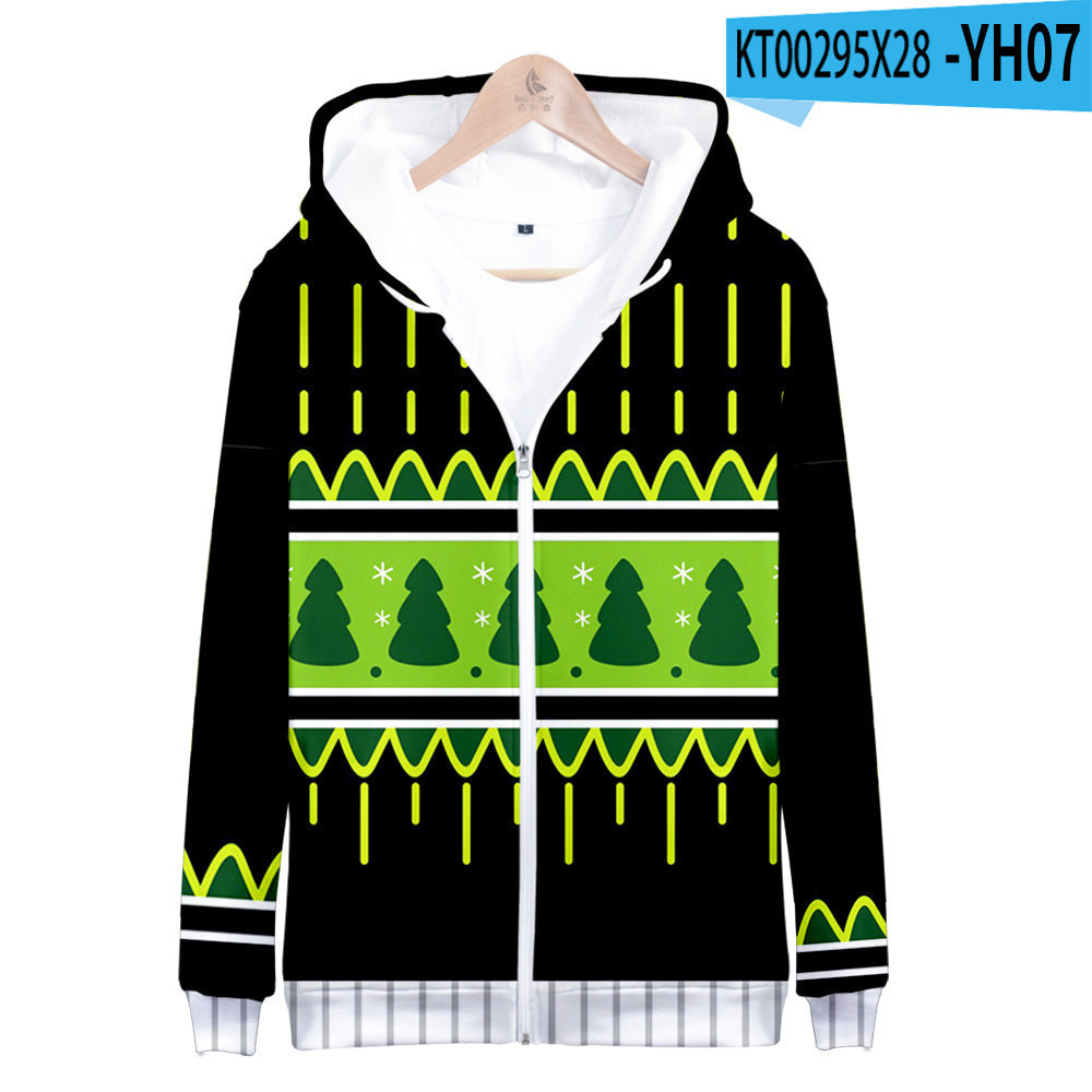 Holiday Christmas 3D Digital Printing Adult  Children's Zipper