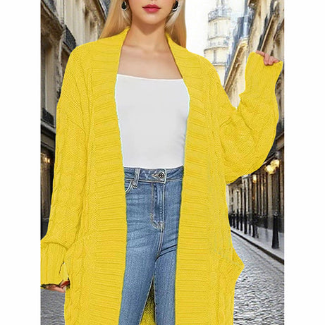 Women's Long Cardigan With Pockets - Spring Fall Open Front Duster Coat Sweater