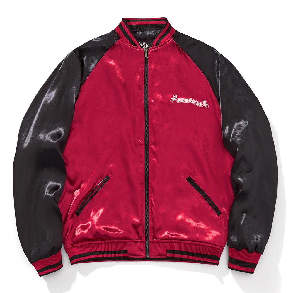 Mens Loose Fit Polyester Embroidered Chinese Style Jacket