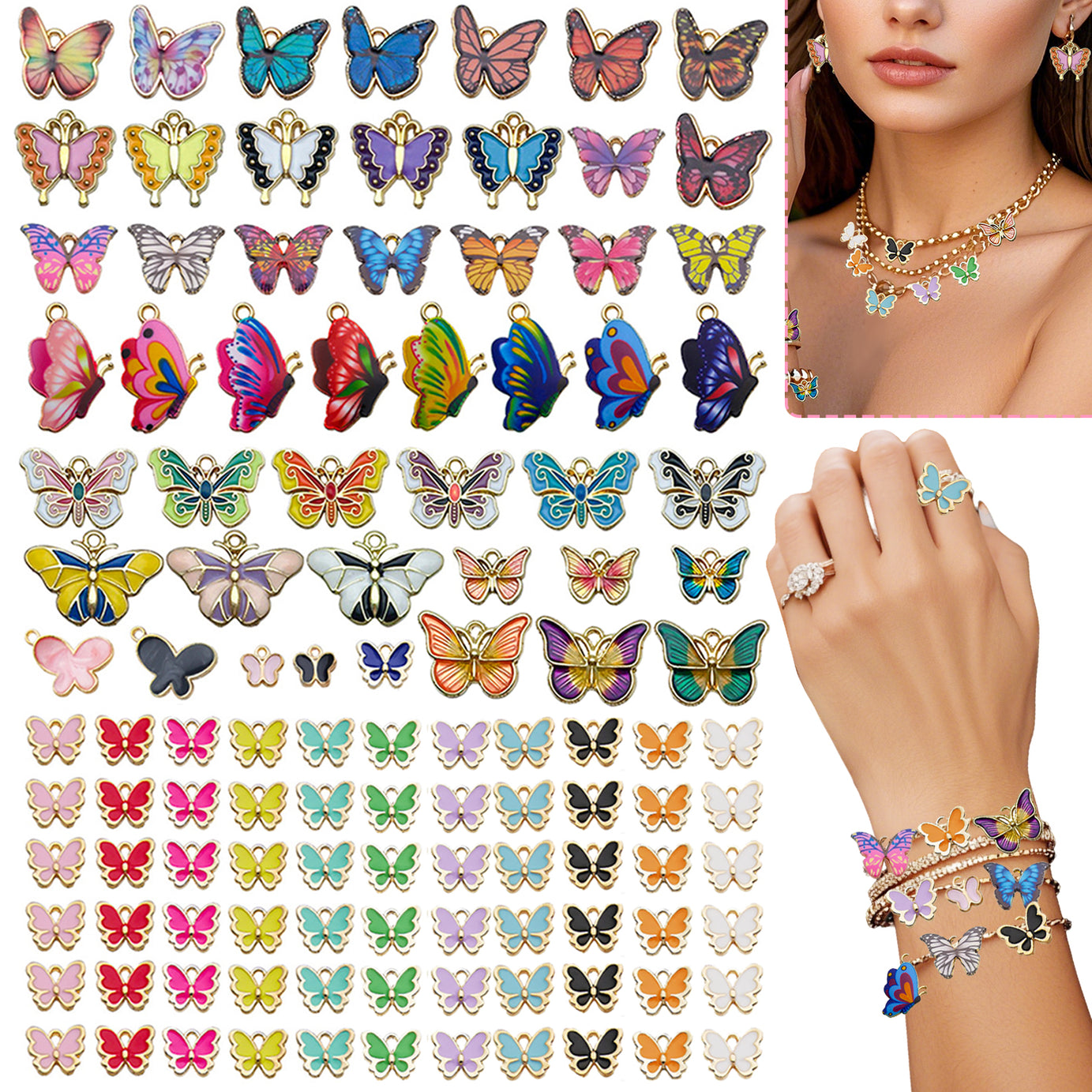 126 Pcs Butterfly Charms