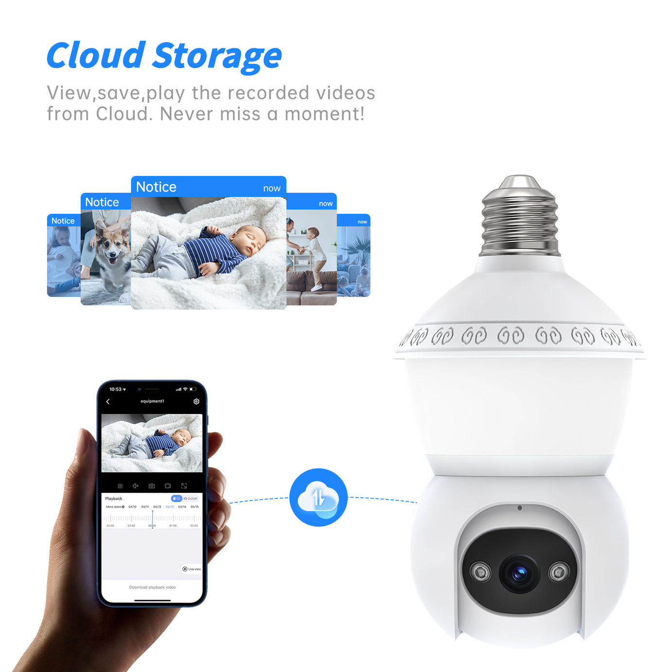 PTZ Bulb Camera E27 Full-Color Panoramic HD Wireless Light Bulb Surveillance CMOS Home WiFi Pan-Tilt Cloud