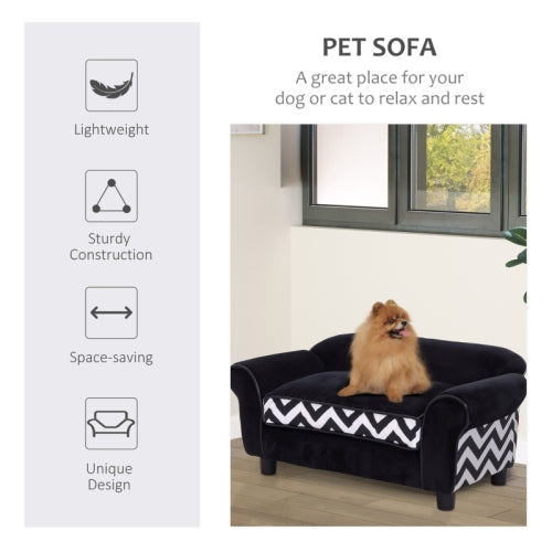 PawHut Dog Sofa Bed For XS-Sized Dogs, Cat Sofa With Soft Cushion, Pet Chair Lounge With Washable Cover, Removable Legs, Wooden Frame