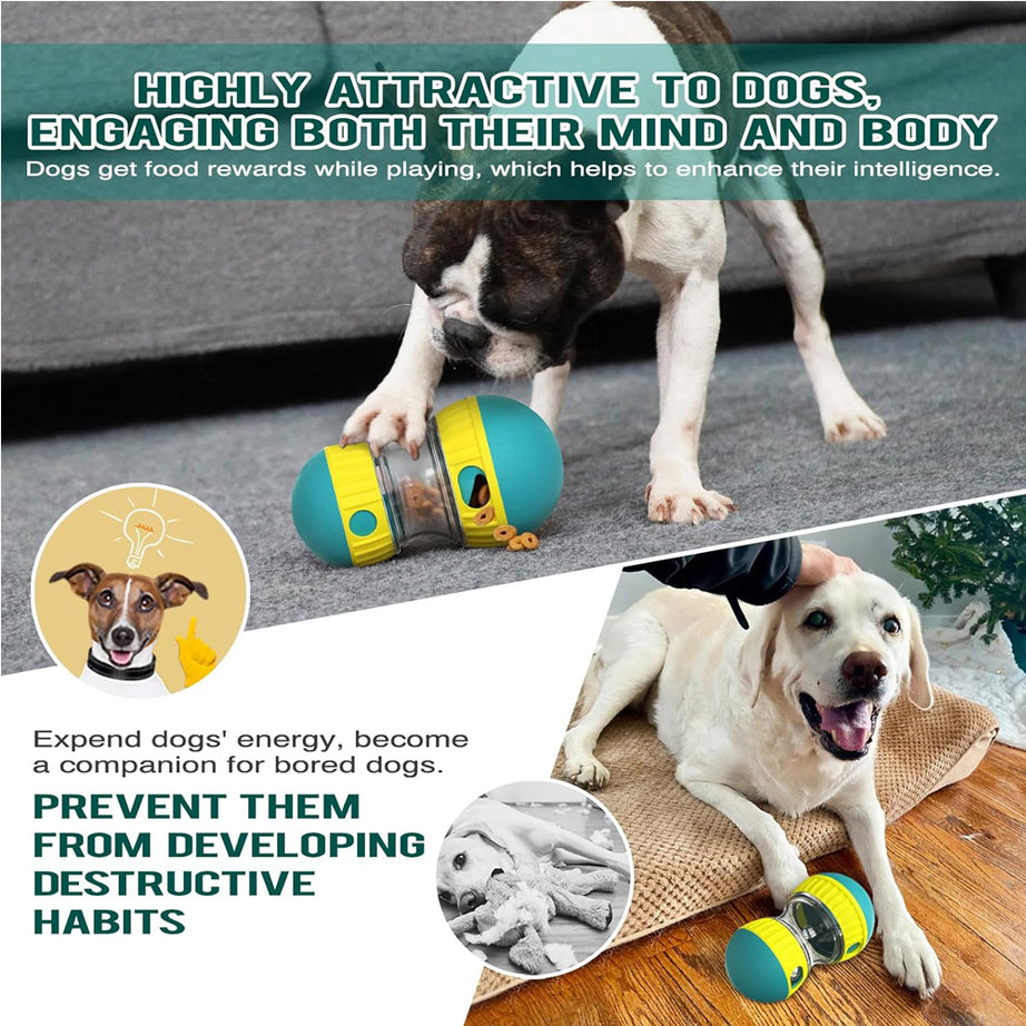 Dog Puzzle Toy, Adjustable Treat Dispensing Ball Food Dispenser Tough Slow Feeder Puppy Enrichment Training Toy Pet Interactive Chase Toys For Small Medium Large Dogs