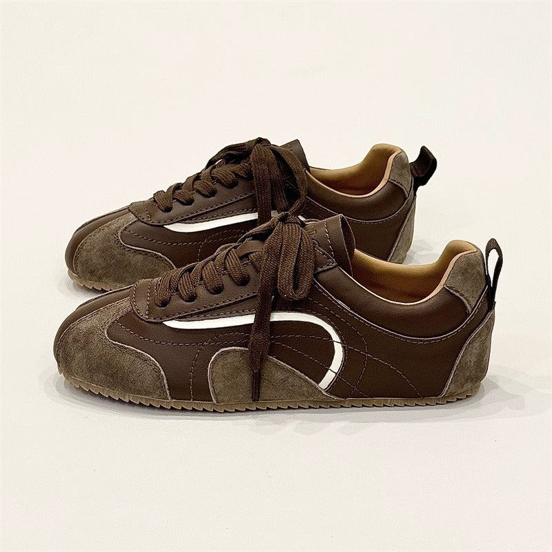 Women's New Arrival Retro Color-Block Flat Derbies All-Match Casual Sneakers