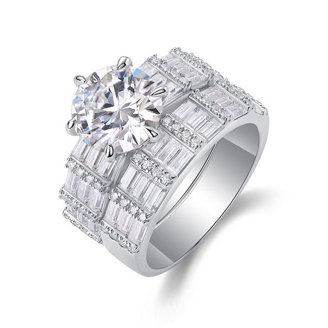 Vanilla - A Fashionable And Luxurious Jewelry Piece Set With 3-carat Moissanite S925 Sterling Silver And Platinum-plated Diamond