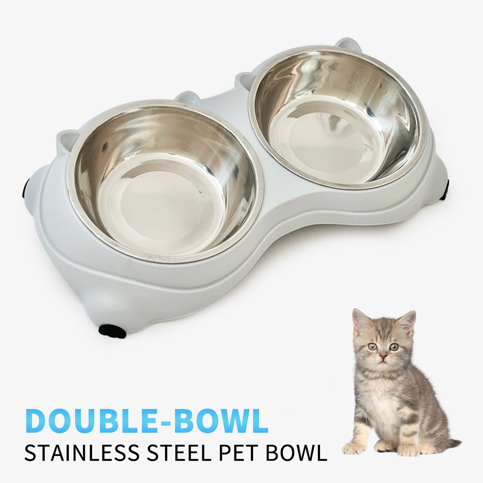 Double Stainless Steel Pet Bowl Set, Macaron Colors, Non-Slip Base And Easy To Clean For Cats And Dogs, Indoor And Outdoor Use