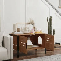 PawHut Cat Litter Box Enclosure With Tall Legs, Scratching Board, Dark Brown,