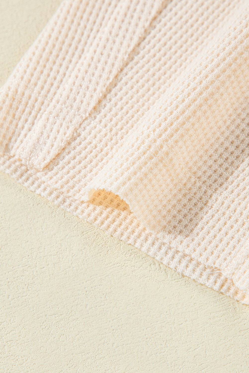 Pink Waffle Long Sleeve Collared Half Button Relaxed Fit Top