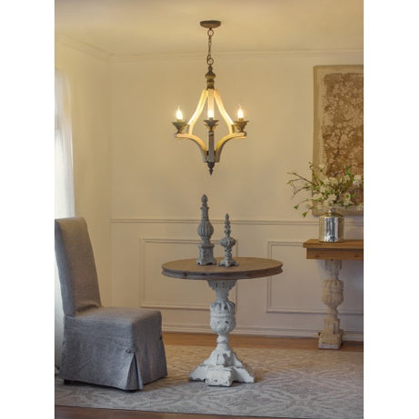 6 - Light Wood Chandelier With Adjustable Chain For Kitchen, Dining Hall Entrance, Bulb Not Included
