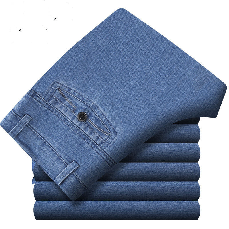 Men's High-waisted Deep-gear Jeans With Velvet Thickening To Keep Warm Autumn And Winter Stretch