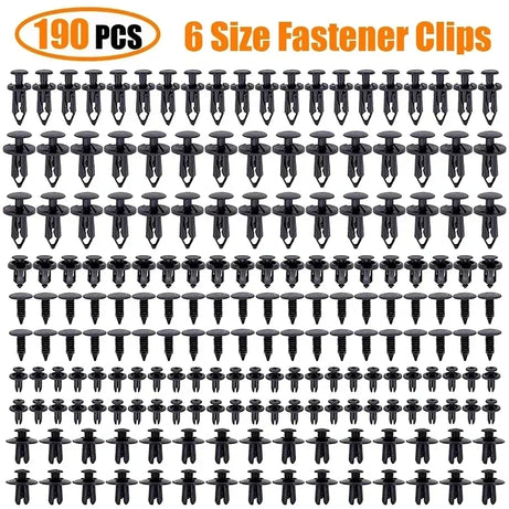 190 Pcs Auto Plastic Buckle Bumper Clips Fixing Nail Kit 6 Styles Plastic Retainer Fasteners Clip Car Body Push Rivets Parts