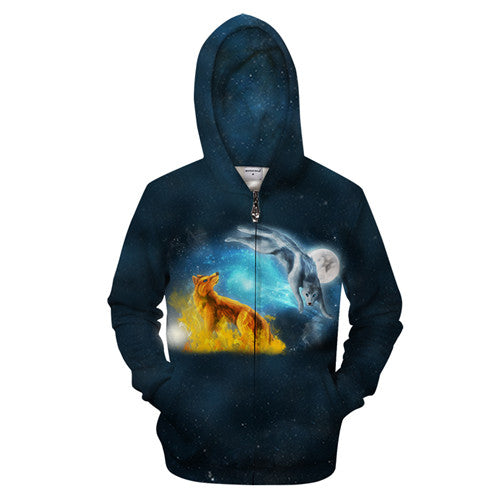 Digital Printing Long Sleeve Hooded Sweater Pullover Loose Couple Wear
