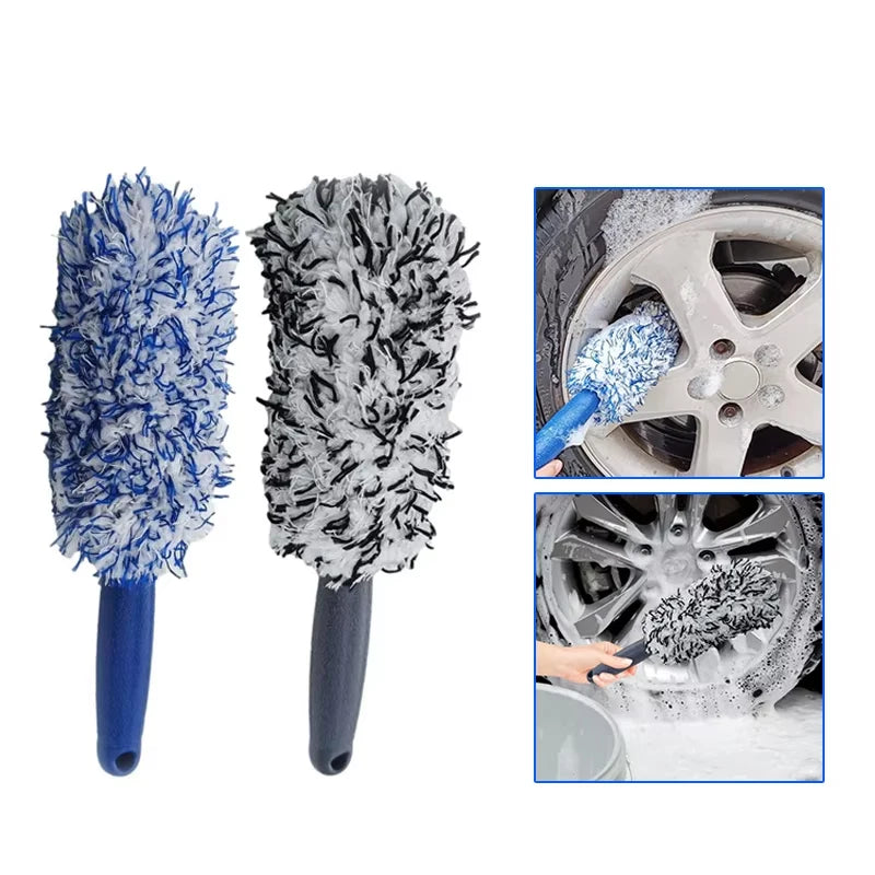 Car Wheel Tire Rim Cleaning Brush Portable Plush Car Wheel Hub Brush Washing Tool Car Detailing Care Dust Removal Brush