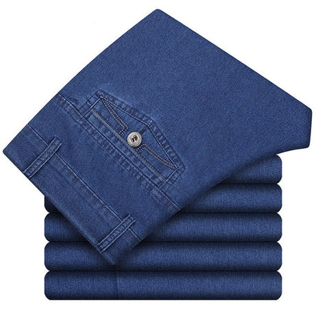 Men's High-waisted Deep-gear Jeans With Velvet Thickening To Keep Warm Autumn And Winter Stretch