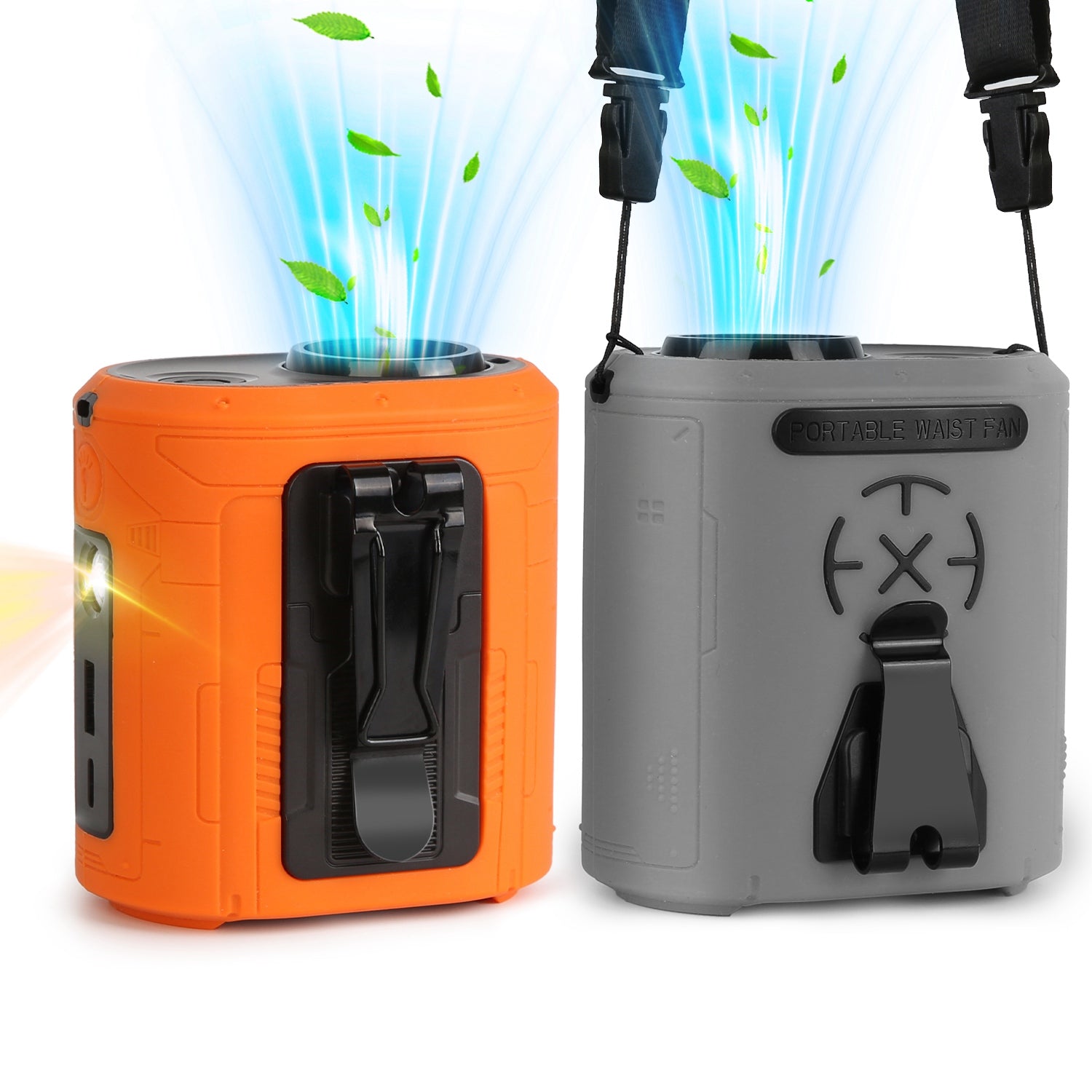 1Pc 5 In 1 Portable Waist Clip Fan With 5 Speeds Flashlight 1WmAh Battery Operated Personal Wearable Turbo Belt Fan Hands-Free Neck Fan For Camping Travel Job Site