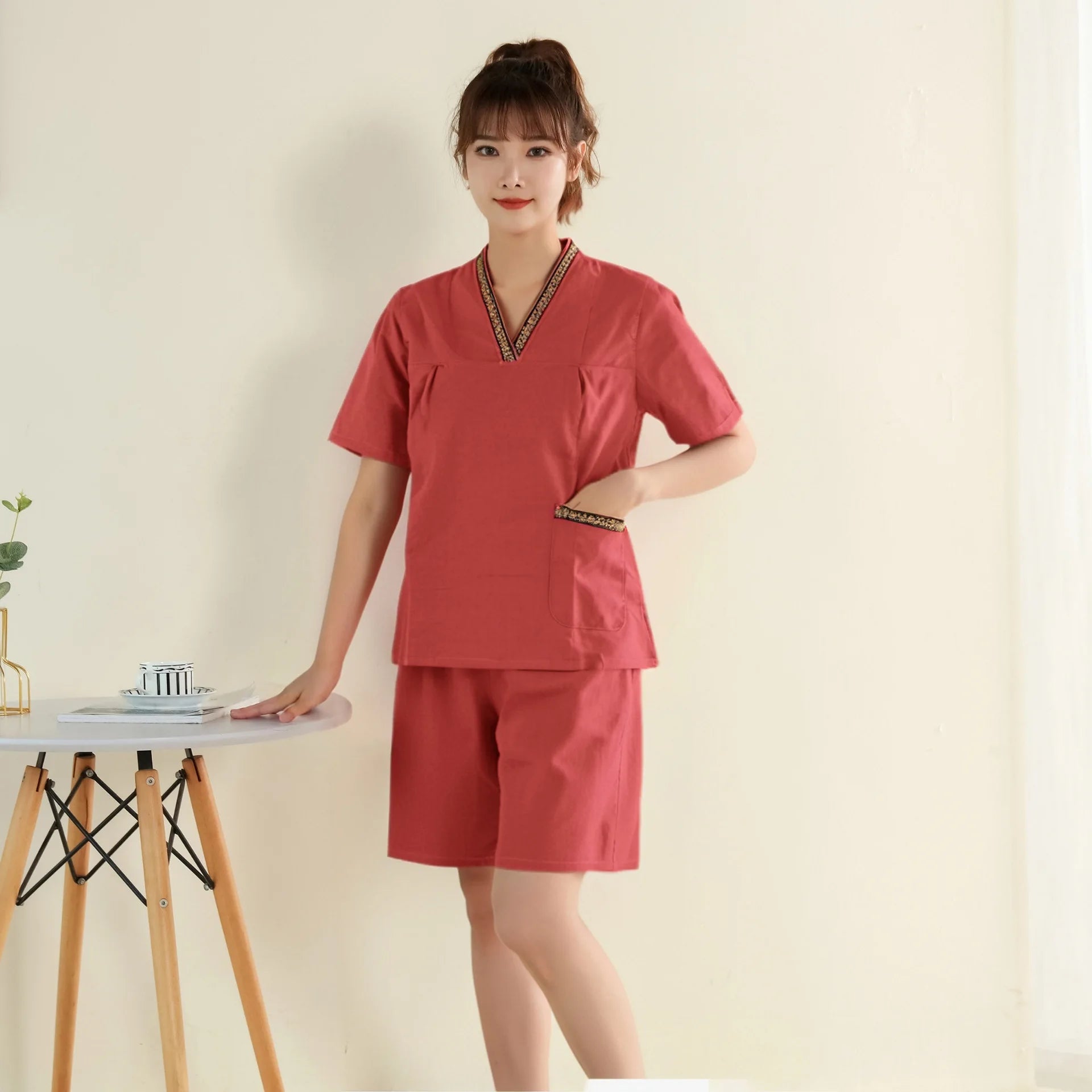 Cotton Sweat Steaming Clothing Women's Moxibustion Sauna Clothing Men's Massage Foot Bath Hotel Yukata Therapy Clothing Pajamas