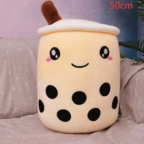 Cute Fruit Drink Plush Stuffed Soft Strawberry Milk Tea Plush Boba Tea Cup Toy Bubble Tea Pillow Cushion Kids Gift