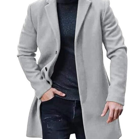 Men's Mid-length Solid Color Autumn And Winter Wool Warm Coat