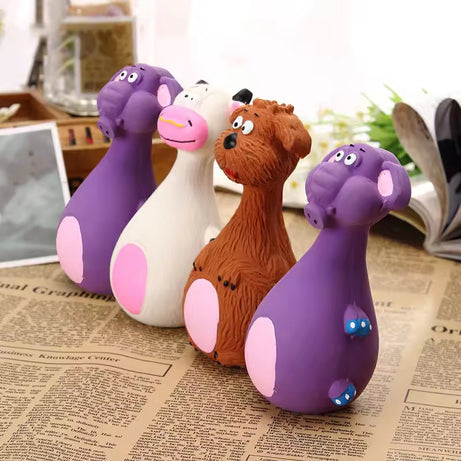 4pcs Cute Latex Dog Chew Toys With Sound, Interactive Biting Toys For Dental Health, Puppy Teething Pet Supplies