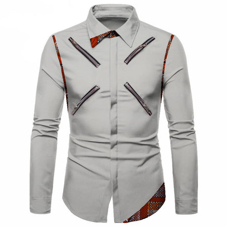 Four Seasons Polyester Cotton Youth Solid Color Lapel White Casual Shirt