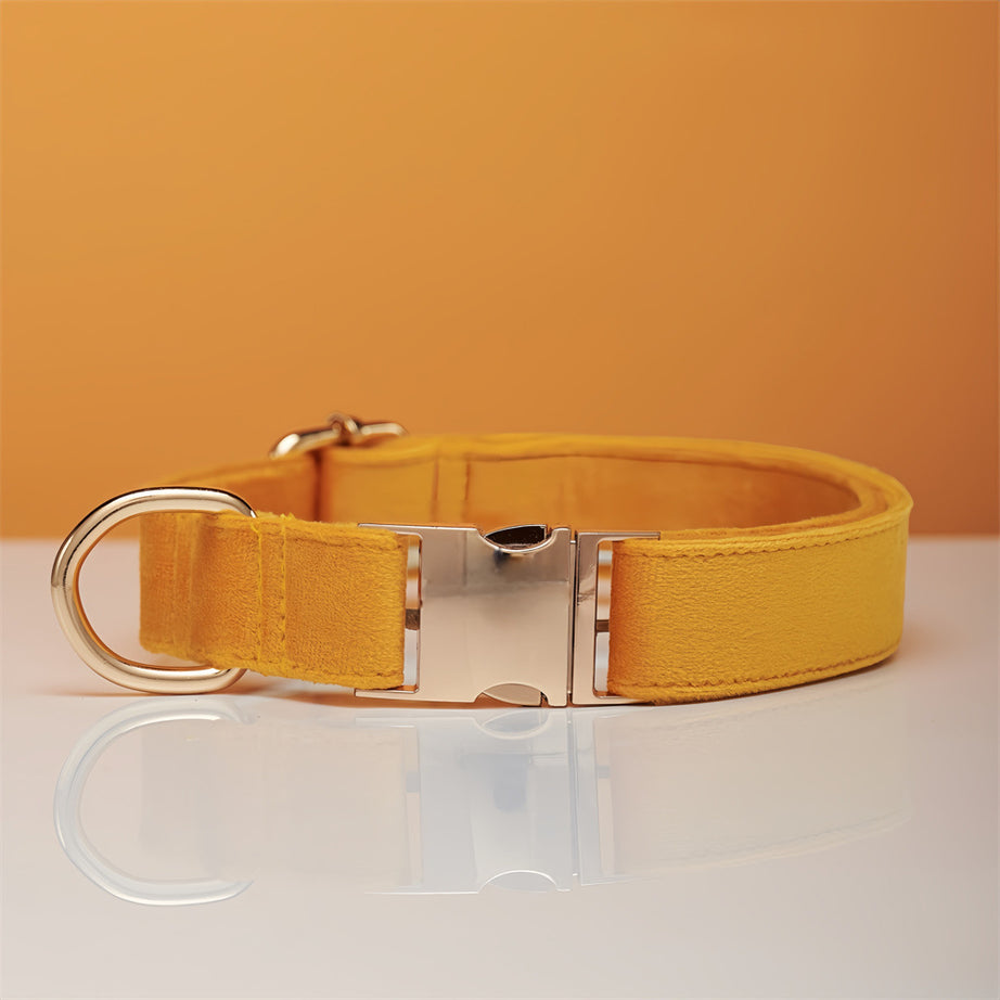 Multiple Colour Velvet Personalise Dog Collar Leash Set With Bow