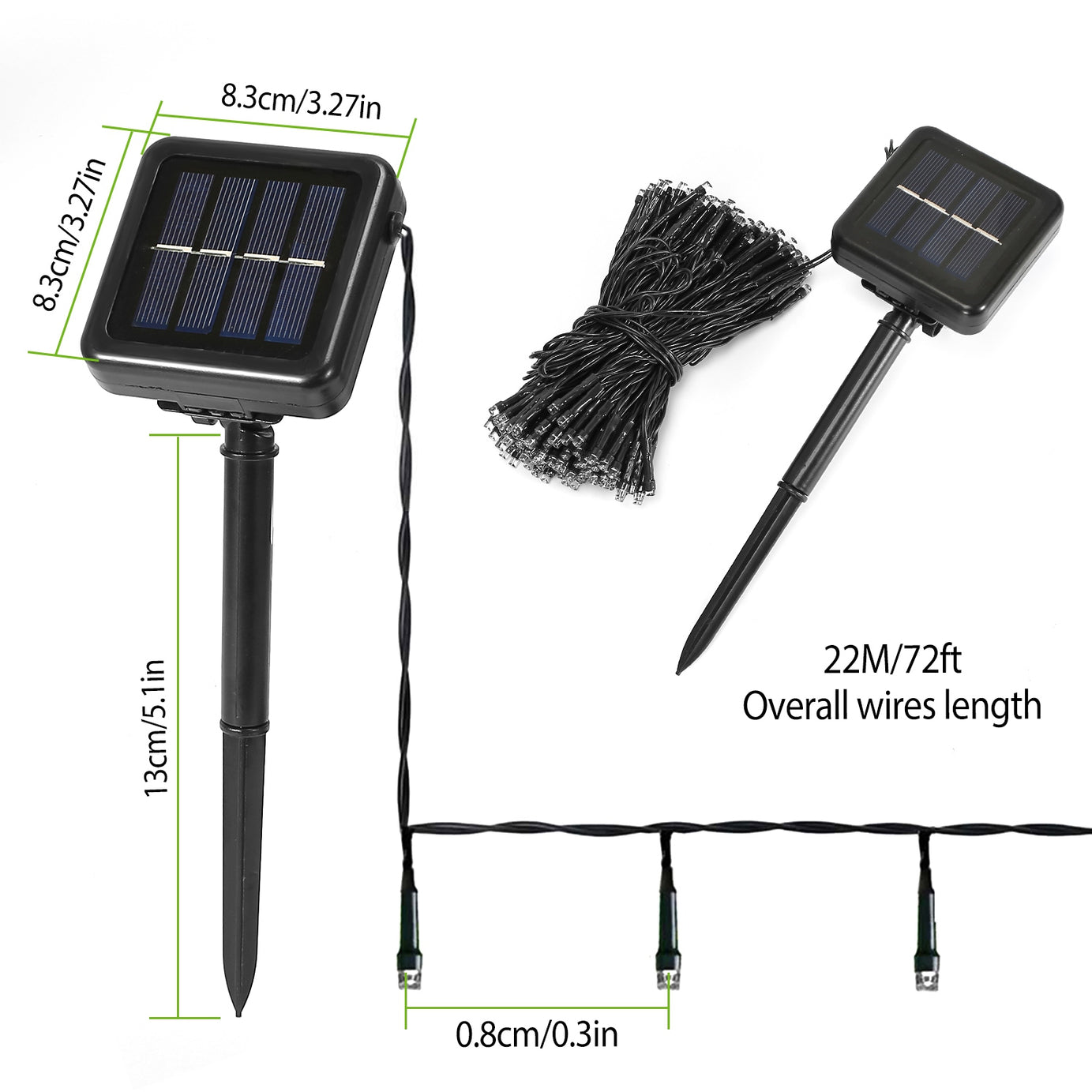1Pc 200 LED 22M Solar String Lights With 8 Lighting Modes IP44 Waterproof For Christmas Wedding Party Garden Yard Decor