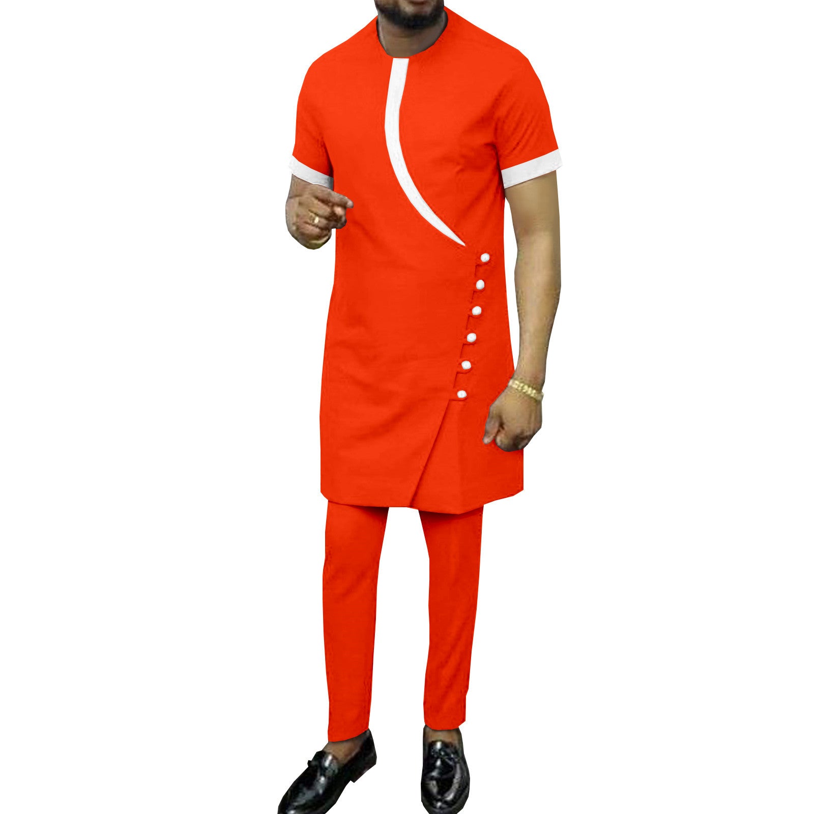 African Ethnic Printing Batik Cotton Men's Casual Set