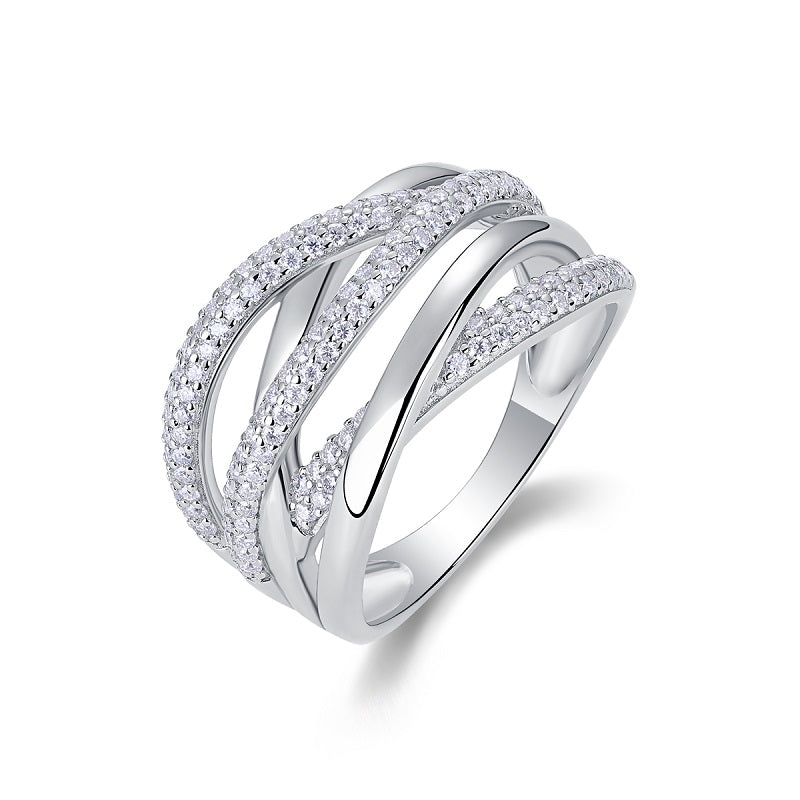 Brilliant Interweaving - A Fashionable And Luxurious Jewelry Accessory Set With Moissanite S925 Sterling Silver And Platinum-plated Diamond