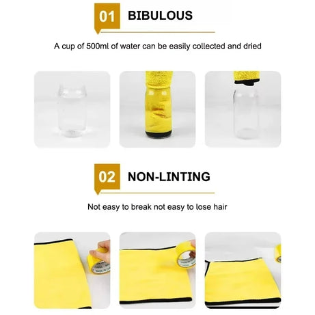 Car Microfiber Cleaning Towels Thicken Double Layer Soft Drying Cloth Towel Car Care Detailing Towel Wash Rags