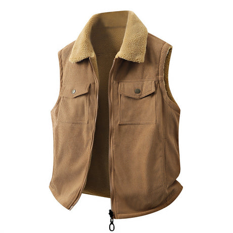 Mens AutumnWinter Jacquard Loose Cotton Thermal Padded Reversible Vest