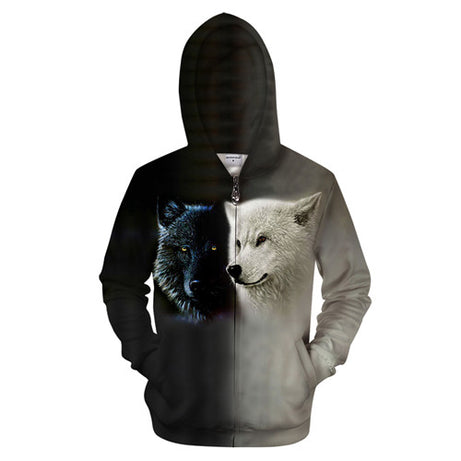 Digital Printing Long Sleeve Hooded Sweater Pullover Loose Couple Wear